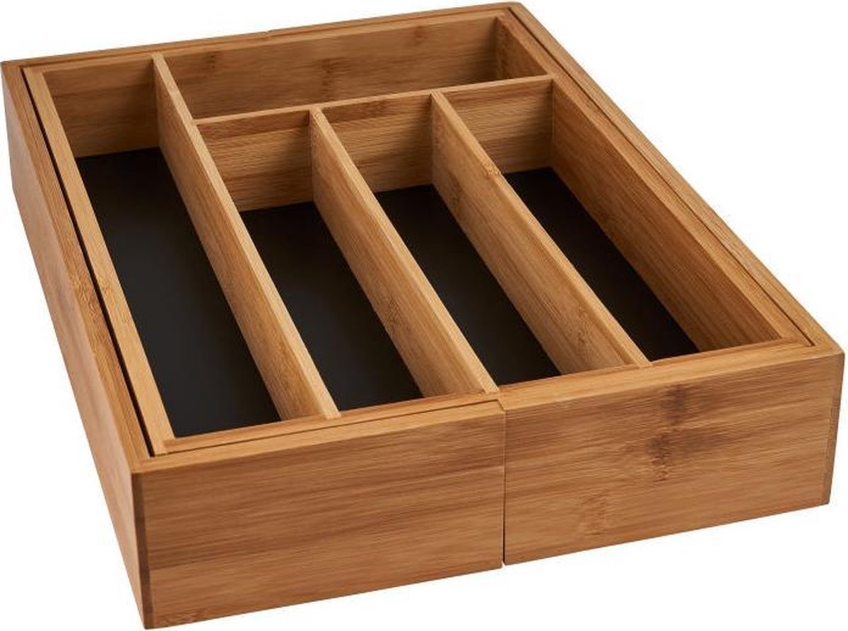 Bestekbak Bamboe - Besteklade Uitschuifbaar - 5/7 Vakken - Bestekcassette - Bestekhouder Hout - Organizer - Bestek Opbergen - 36 x 6