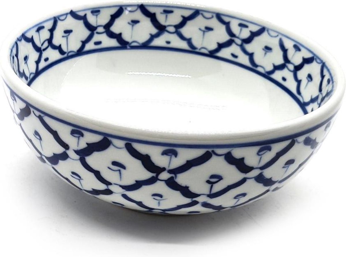 Kommetjes – Schaaltjes – Thaise schaaltjes wit blauw– Servies Thailand – Pineapple patroon - 15 cm (2 stuks)