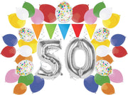 e-Carnavalskleding.nl Feestversiering pakket zilver 50 jaar | Versiering 50e verjaardag | 50 jaar feestversiering pakket zilver compleet | Leuk pakket zilver met feestartikelen voor de 50e verjaardag Medium