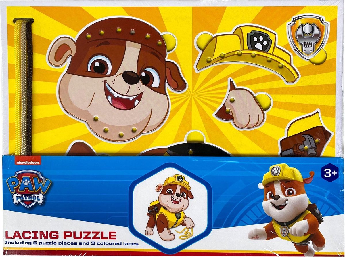Paw Patrol - Rijgpuzzel - Paw Patrol - Rubble Junior - 10-delig