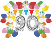 e-Carnavalskleding.nl Feestversiering pakket zilver 90 jaar | Versiering 90e verjaardag | 90 jaar feestversiering pakket zilver compleet | Leuk pakket zilver met feestartikelen voor de 90e verjaardag Medium