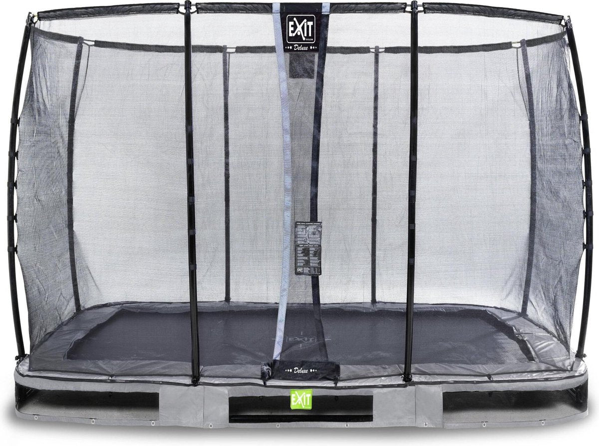 Trampoline EXIT Elegant Premium inground - 214x366cm met Deluxe veiligheidsnet - grijs
