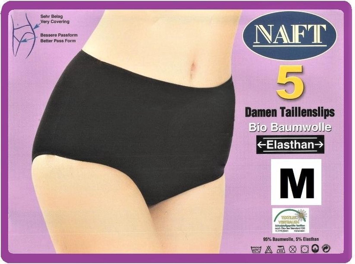 katoenen damesslips (5pack) zwart maat M