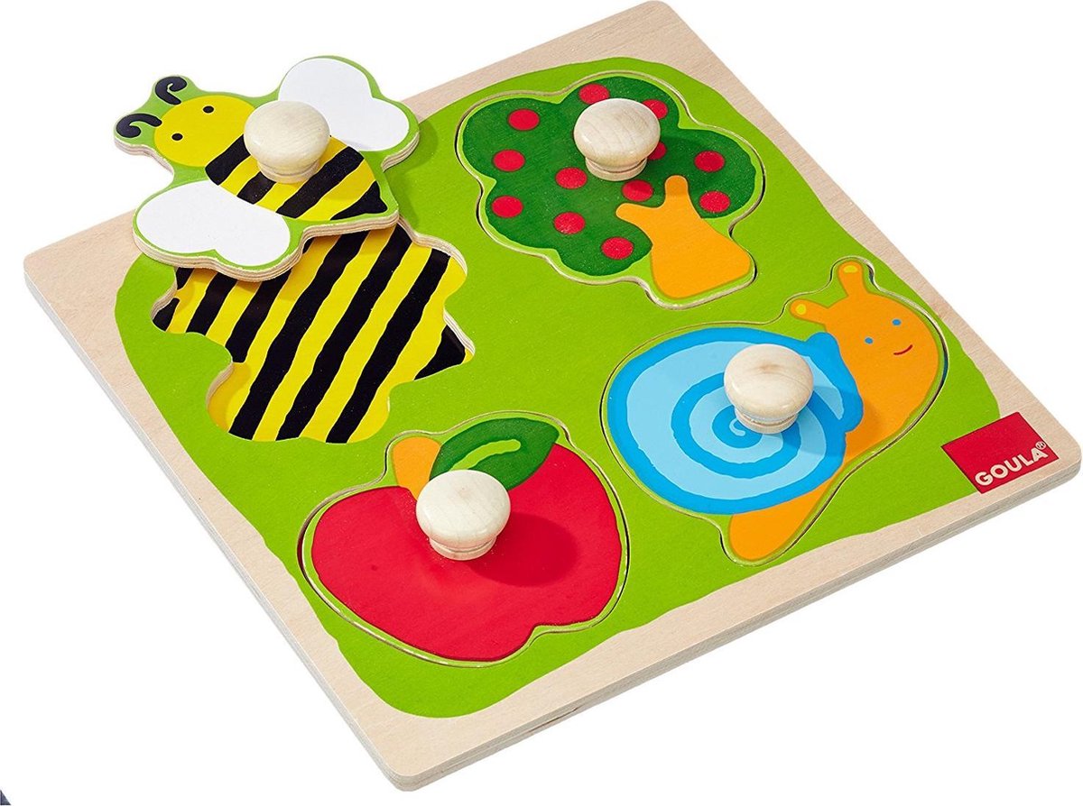 Goula Houten Knopjes - Puzzel - 4 Stukjes