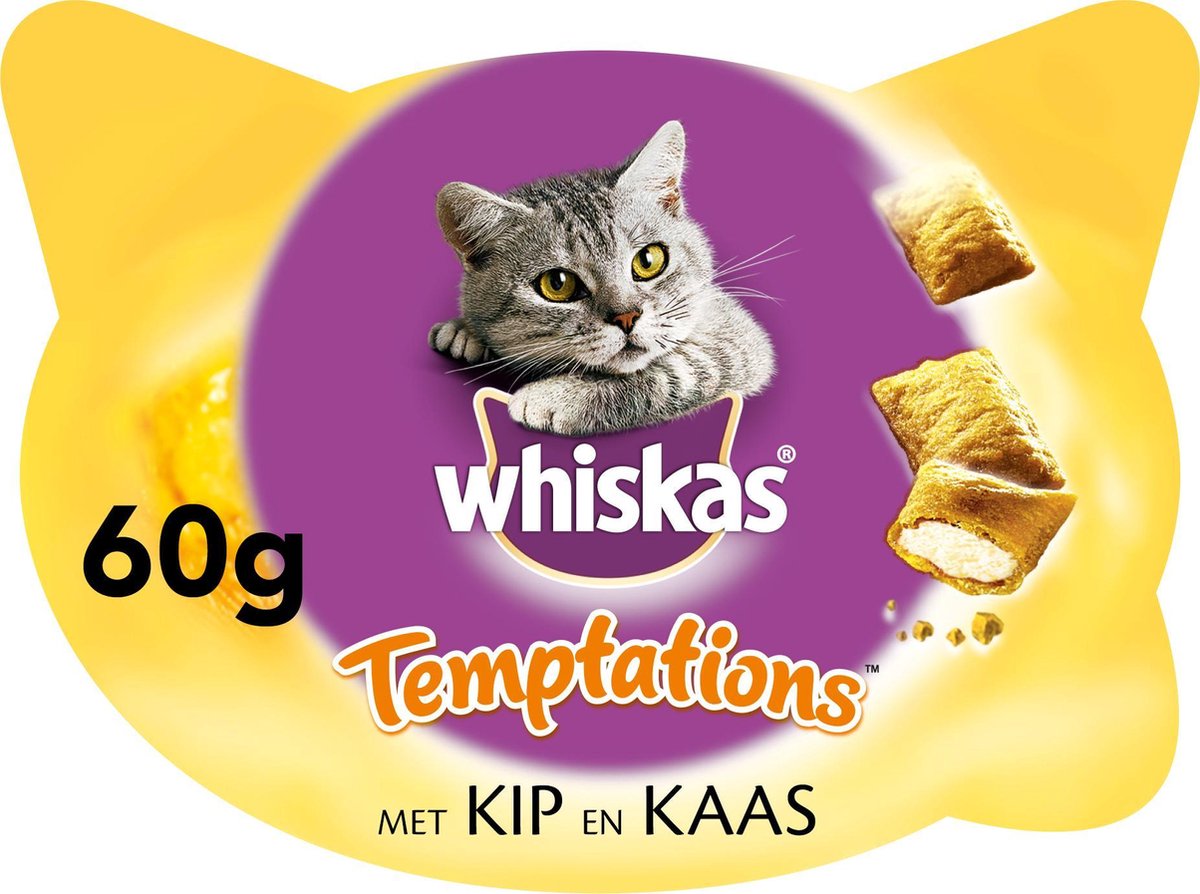 5 stuks Whiskas temptations kip kaas