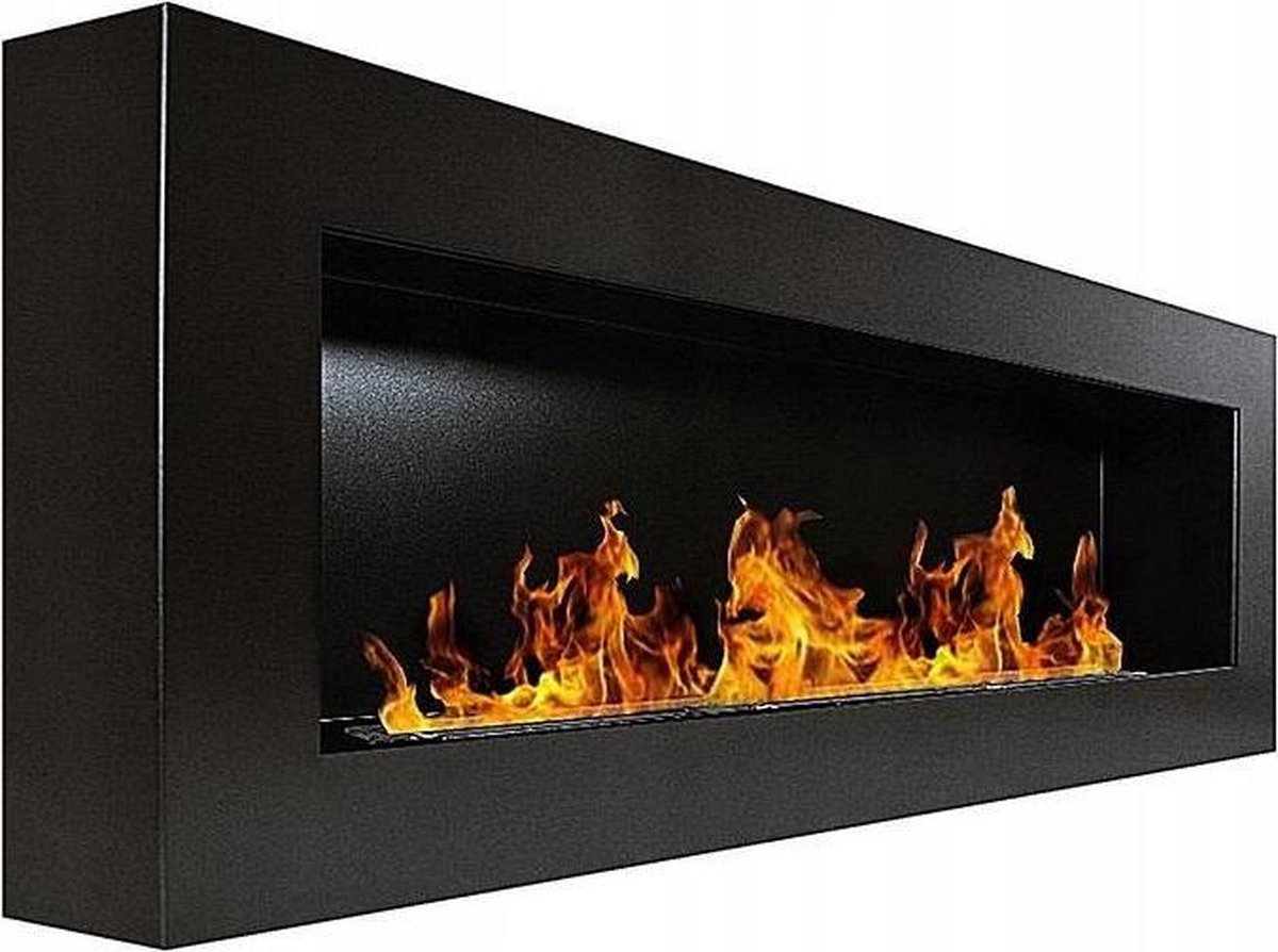 Bioethanolhaarden.com - Sfeerhaard - Wandhaard - Hangend Haard Openhaard - Zware Biohaard Dani Zwarte Hanghaard 120 x 40 CM