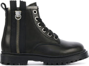 Pinocchio Vrouwen Leer  Veterboots / Laarzen / Meisjesschoenen P1891 - Zwart - maat 23