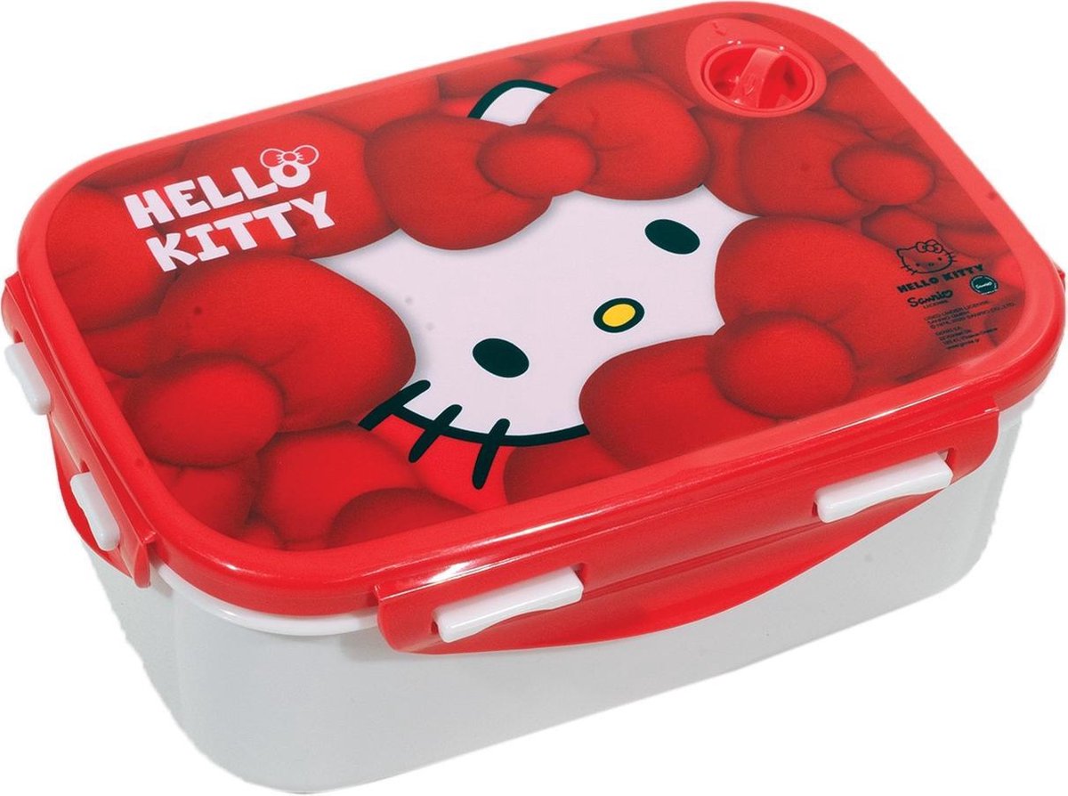 Carbotex Lunchbox Hello Kitty Meisjes 2-delig Rood/wit