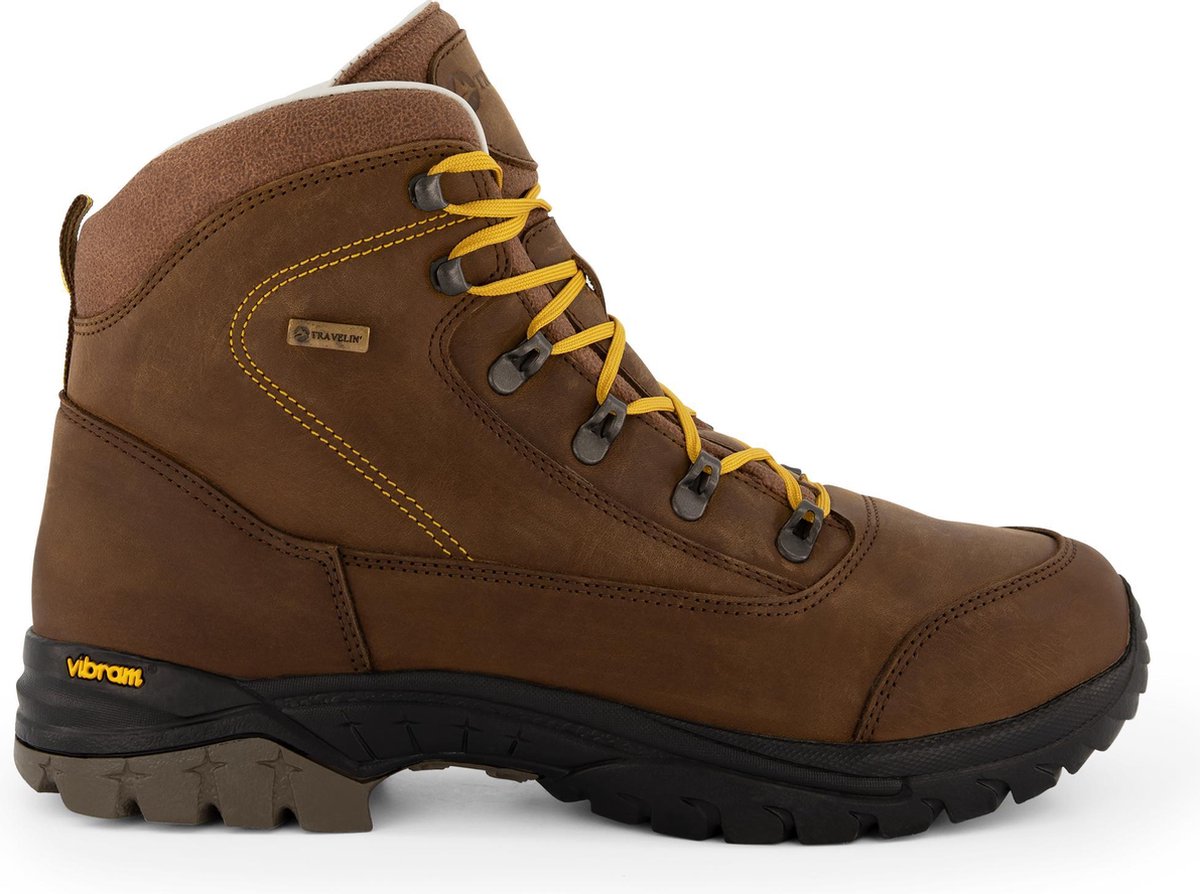 Travelin' Aarhus - Hoge Heren wandelschoenen - Waterdicht en ademend - Lichtbruin Leer - Maat 43