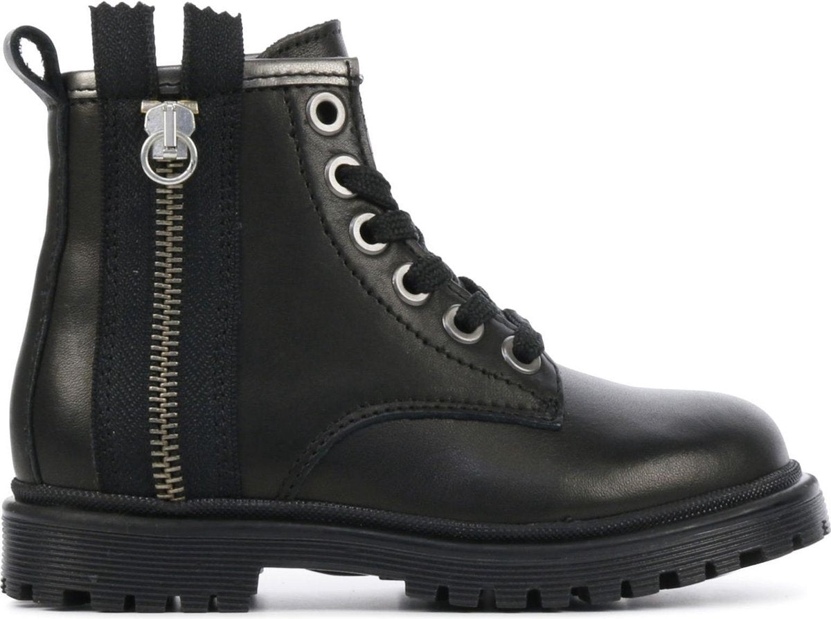 Pinocchio Vrouwen Leer  Veterboots / Laarzen / Meisjesschoenen P1891 - Zwart - maat 22