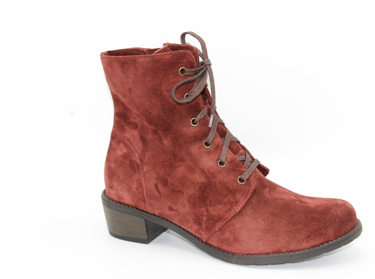 Verhulst veter laarsje rood bruin suede- Breedte H- maat 39