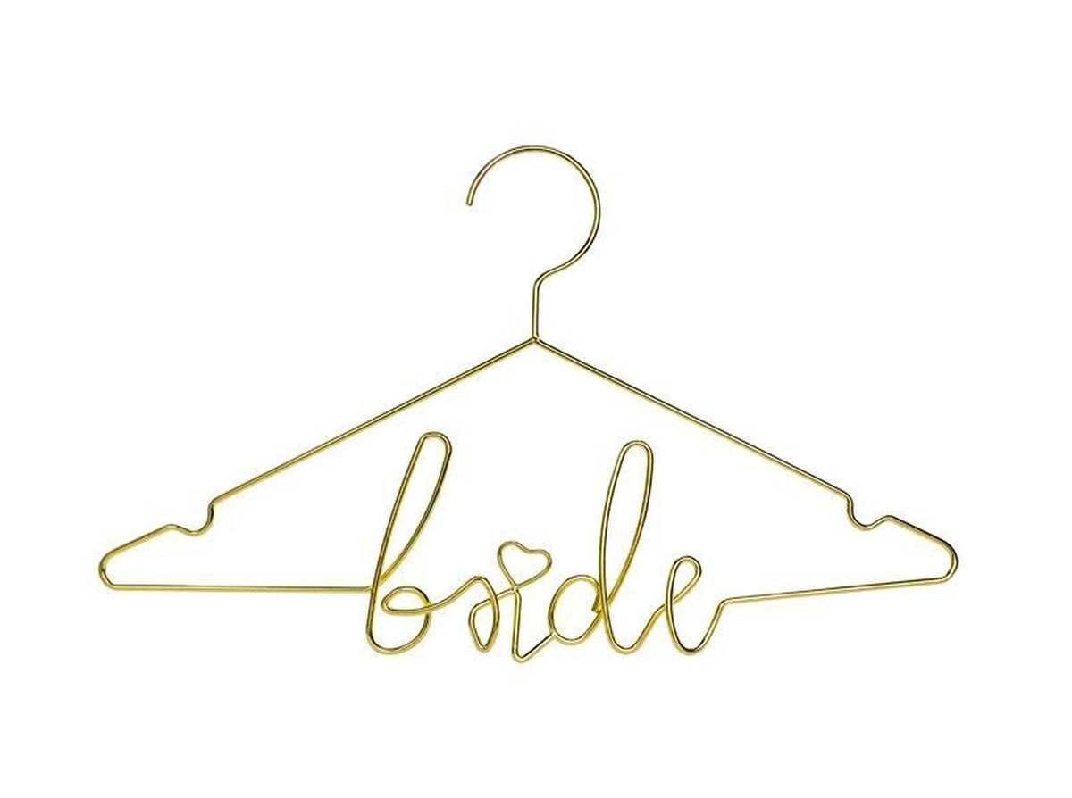 Kledinghangers Bride en Groom - bruiloftcadeau - goud metaal