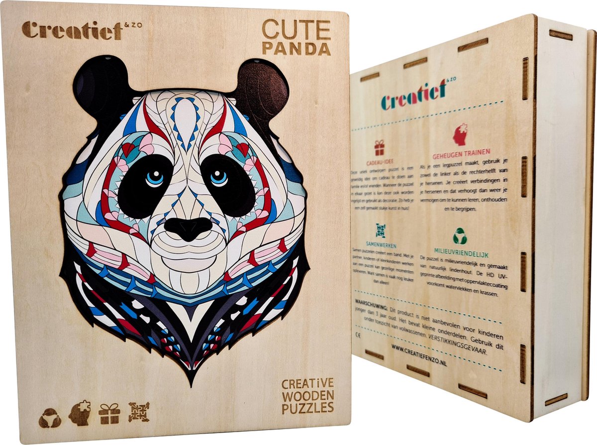 Schattige Panda - Houten Puzzel Volwassenen - Jigsaw puzzels - A3 formaat