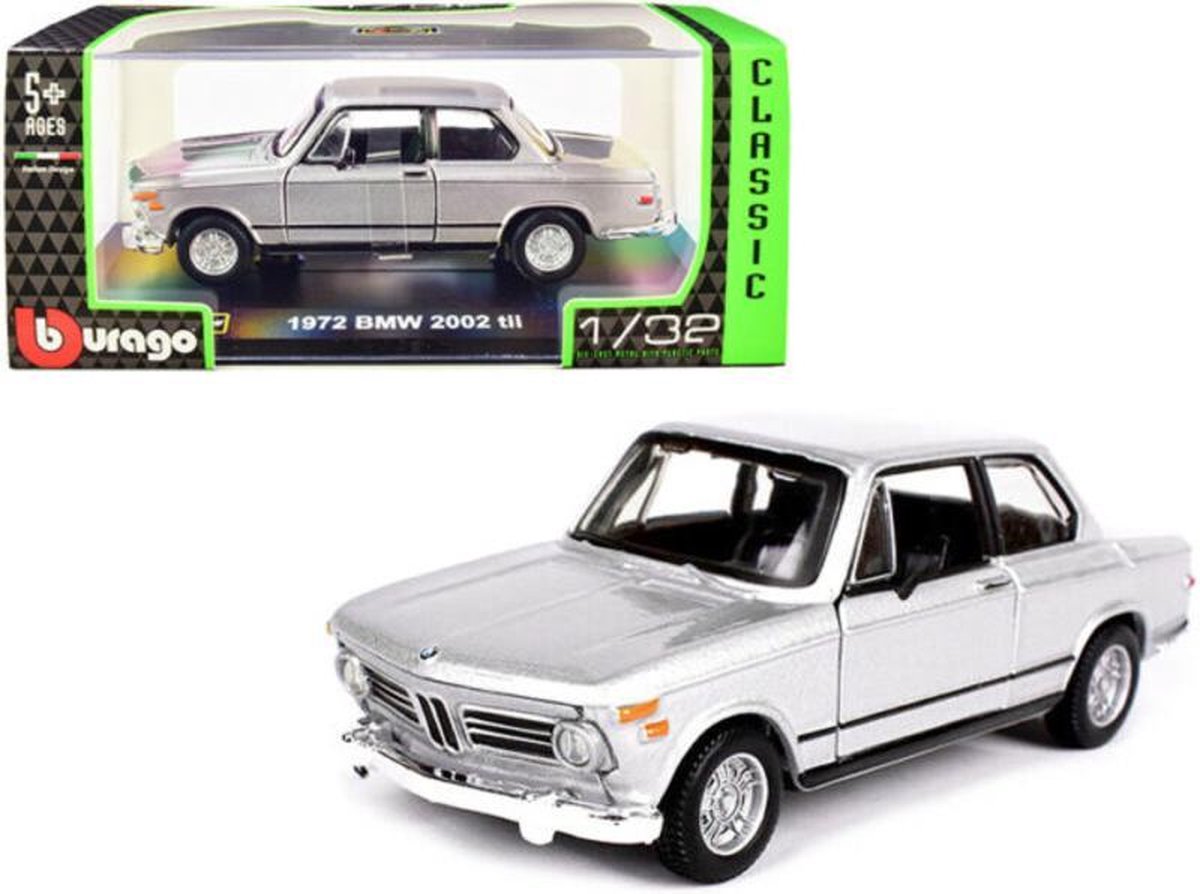 Bburago BMW 2002 Tii 1972 zilver schaalmodel 1:32