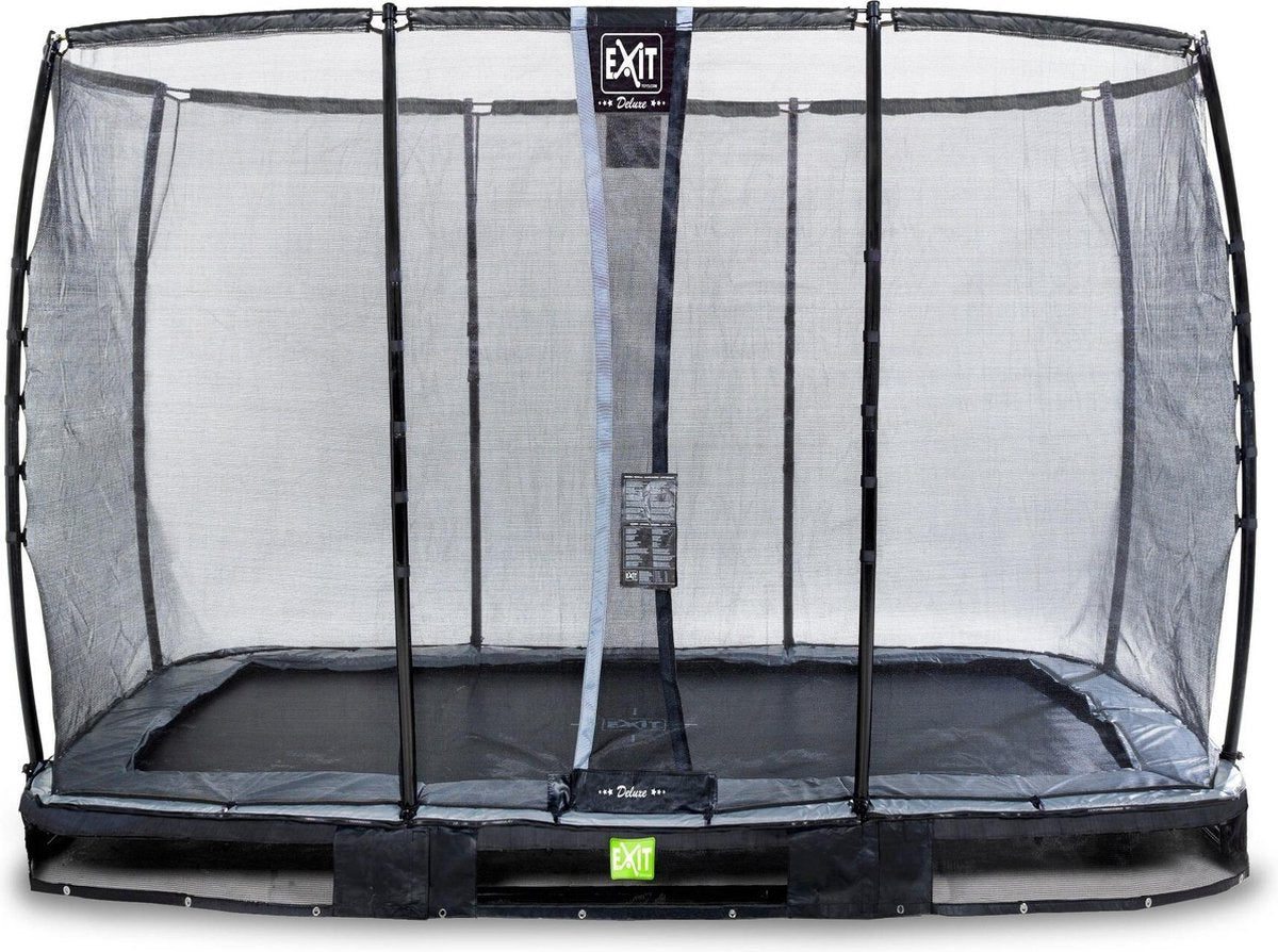 Inground trampoline EXIT Elegant Premium - 214x366cm met Deluxe veiligheidsnet - zwart