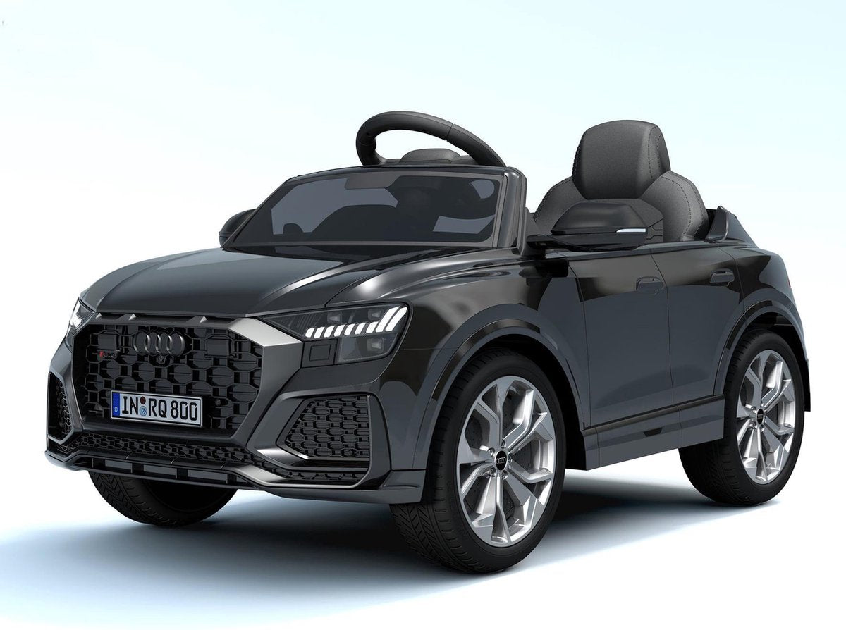 Audi RS Q8 12v kinderauto op accu zwart met afstandsbediening - MP3 input - AUX - LED lampen - bluetooth