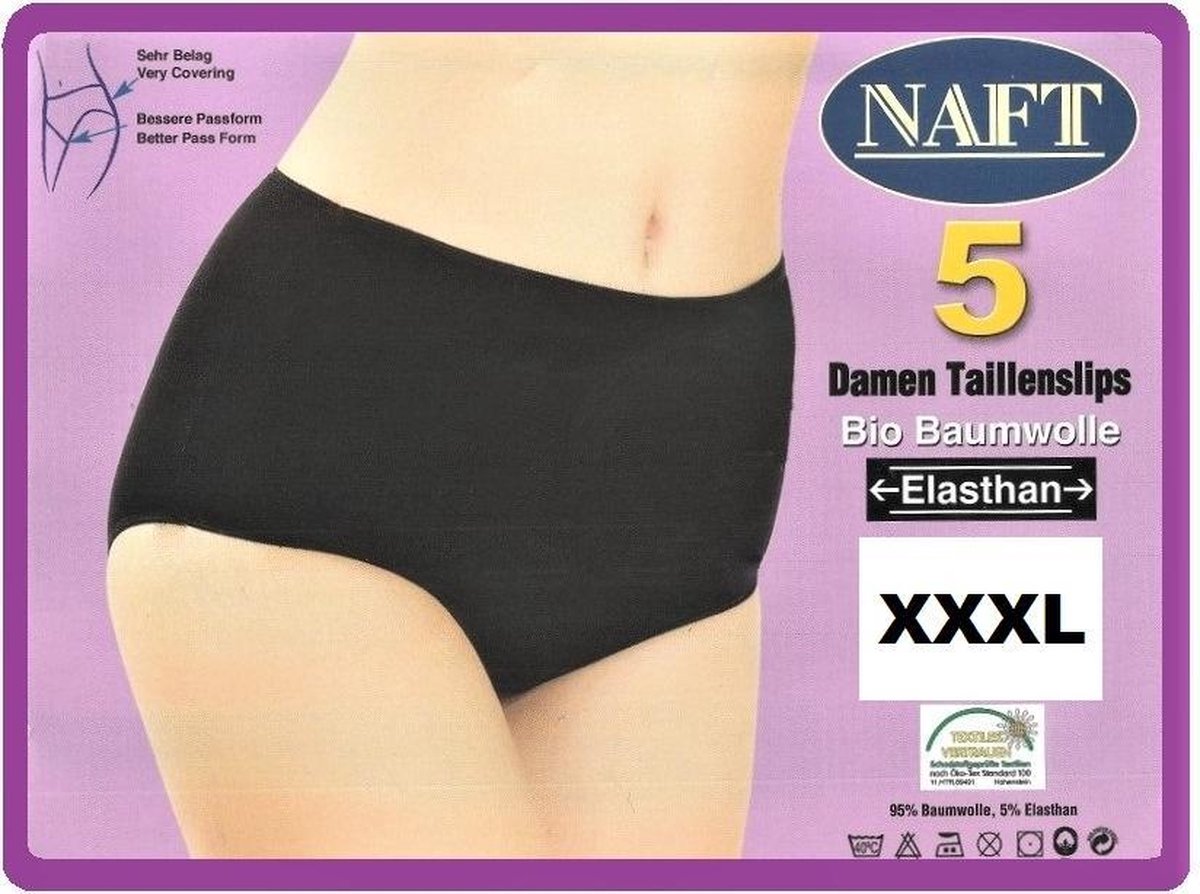 katoenen damesslips (5pack) zwart maat XXXL