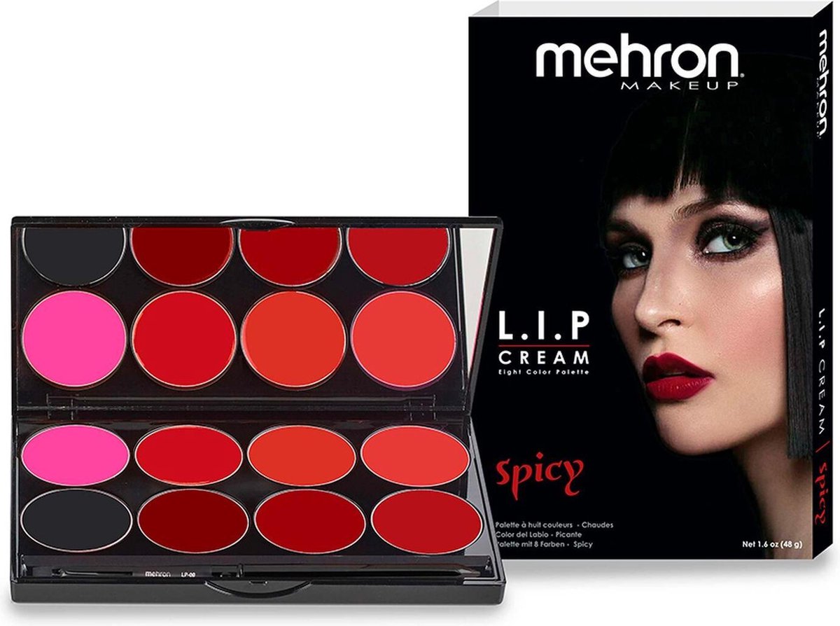 Mehron L.I.P. Lip Cream Hoog Gepigmenteerde Lipstick Professional MUA 8-kleurenpalet - Spicy