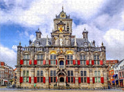 Stadhuis aan de Markt in Delft - Lastige Puzzel 500 Stukjes | Stadhuis Delft op Puzzel - Delft - Architectuur