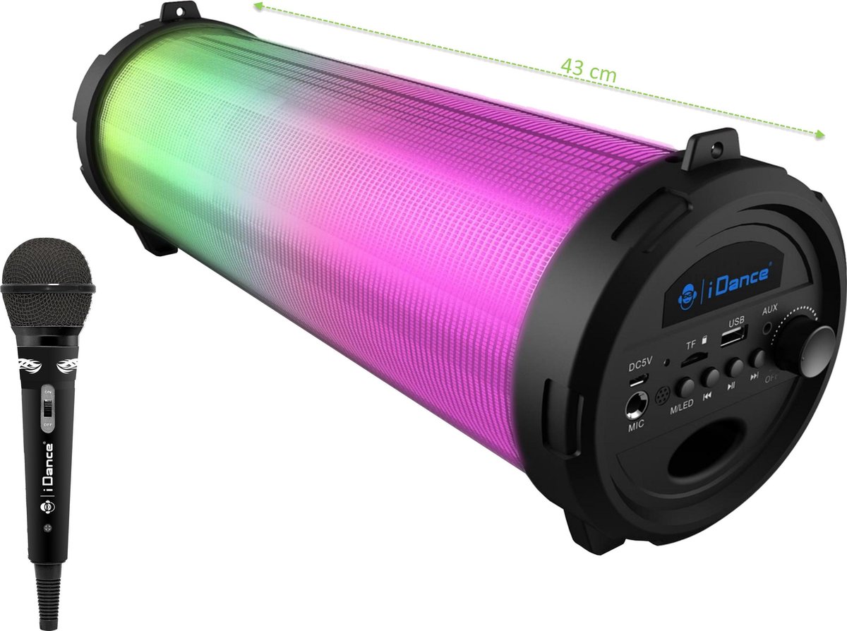 iDance CYCLONE401BK Bluetooth USB Speaker met Disco LED-Verlichting - Zwart