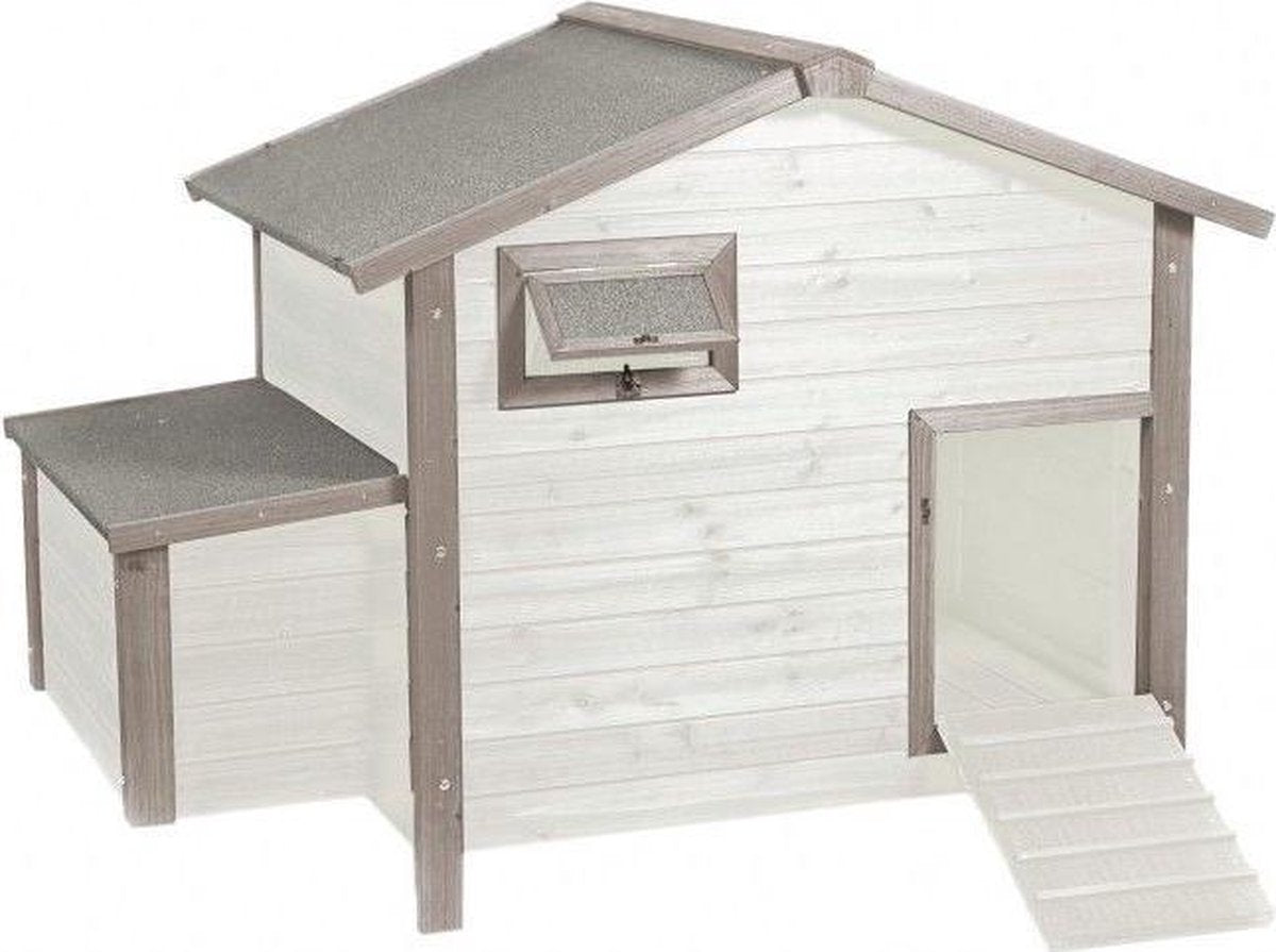 Duvo Woodland Kippenhok Met Legbak - 136x90x99 cm - Wit
