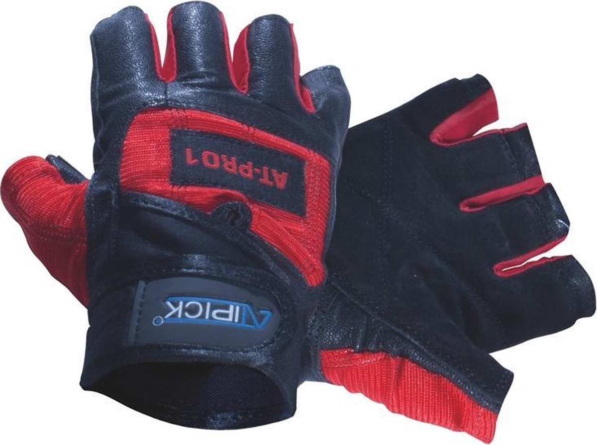 Atipick Fitness-handschoenen Leer/katoen Rood/zwart Maat S
