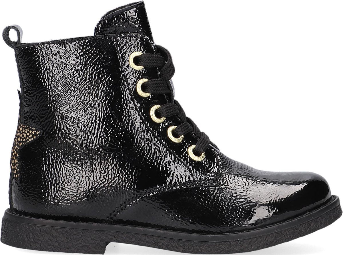 Apples & Pears B0010706 Veterboots - Laarzen Met Veters - Meisjes - Zwart - Maat 27