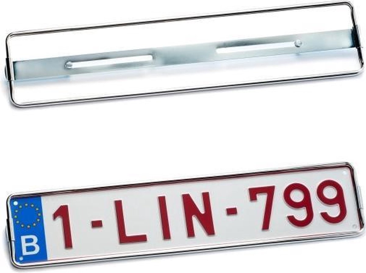 Nummerplaathouder CHROMÉ voor nummerplaat 520x110mm BELGIË‎‎
