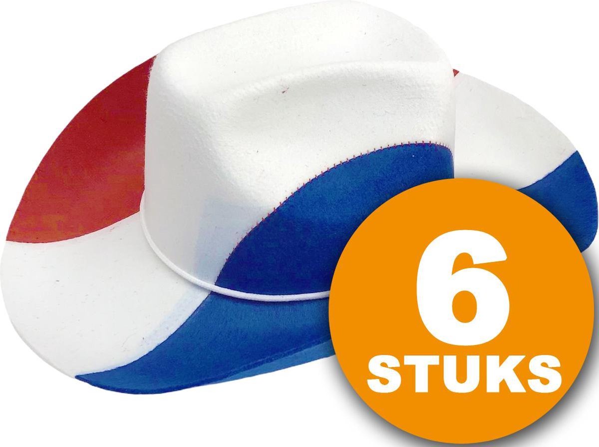 Oranje Feesthoed | 6 stuks Oranje Hoed Rood-Wit-Blauw | Feestartikelen Oranje Hoofddeksel | Feestkleding EK Voetbal 2021 | Oranje Versiering Versierpakket Nederlands Elftal Oranjepakket