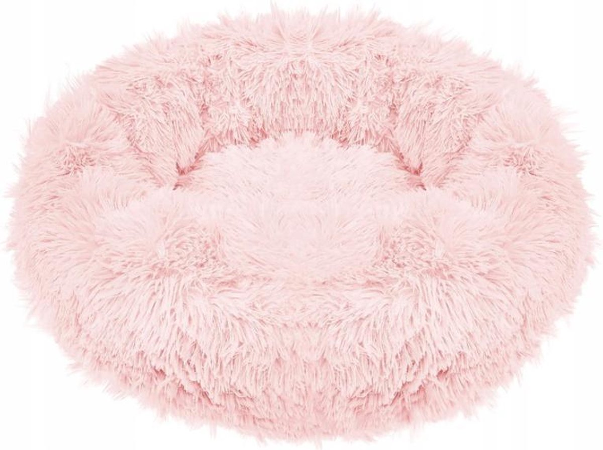 Springos Hondenmand | Superzacht en Luxe | Wasbaar | Donut | Fluffy | Hondenkussen | 80cm | Roze