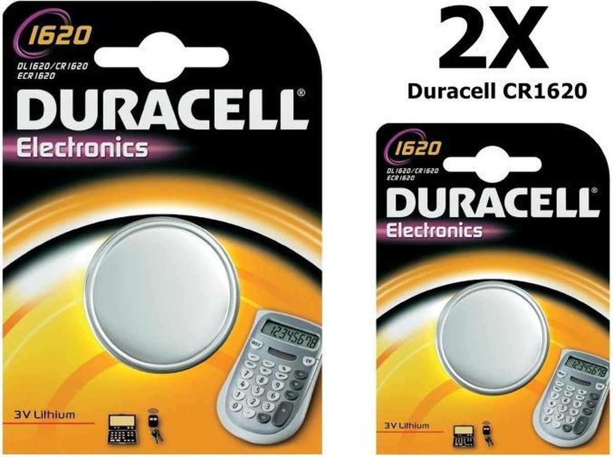 2 Stuks - Duracell CR1620 lithium batterij