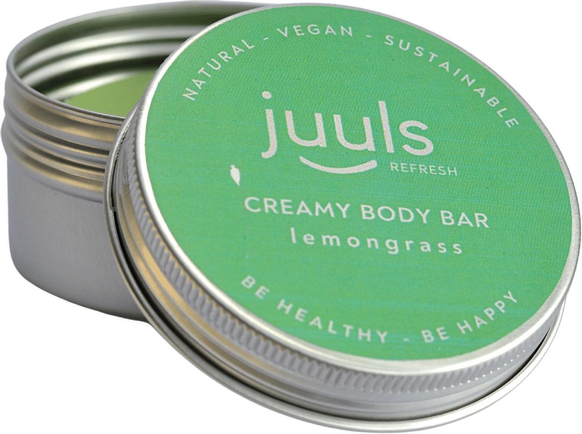 Juuls Vegan Care - Zachte  Crème Zeep Citroengras in Blikje - Lemongrass - Voor Handen en Lichaam - Ruikt Heerlijk Fris - Zonder Sulfaten - Diervriendelijk - Zero Waste - Plastic Vrij - Halal - 60 gr - Gratis Verzenden