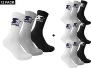 Starter 12-Pack Sportsokken - Grijs/Wit/Zwart - Unisex Sokken - maat  39 - 42