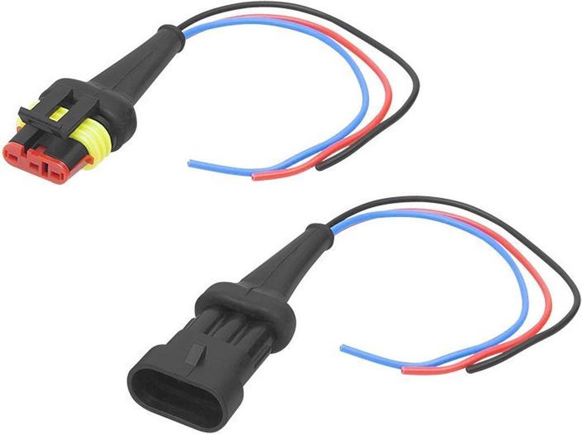 Hermetische connector set - 12 tot 24 Volt - Met draad - 3 pin superseal - IP67