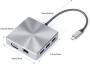 Sounix USB-C adapter voor MacBook met 4K HDMI & VGA en 8 andere poorten voor elke situatie -10 in 1 USB-C Adapter Pro-Sliver
