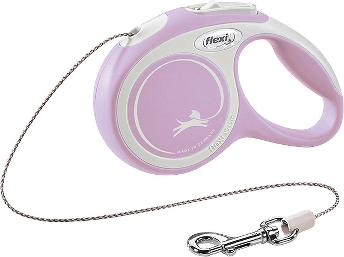 Hondenriem -  looplijn - FLEXI rollijn NEW COMFORT Koord -  XS - rose - 3 meter