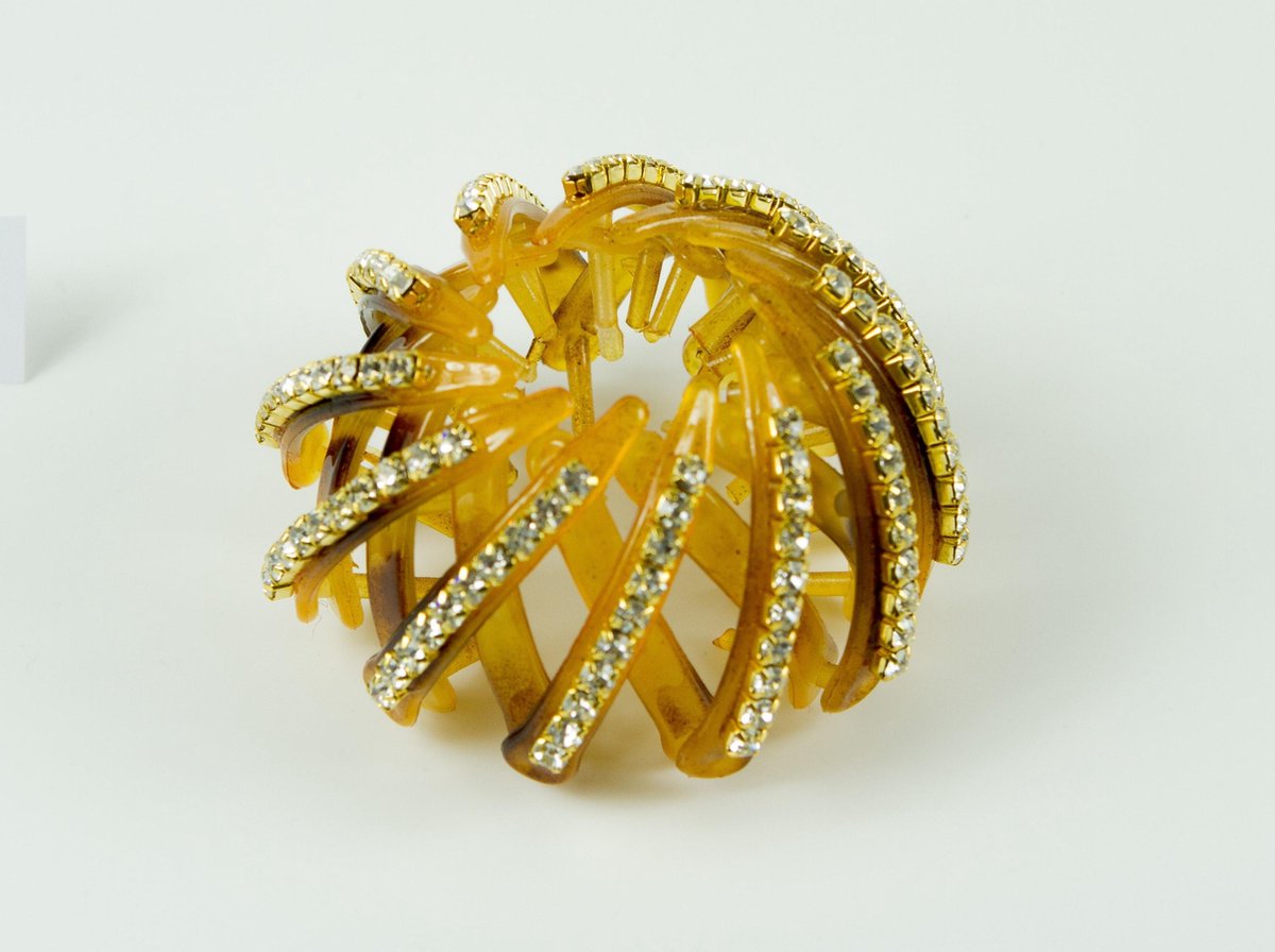 Knot klem bruin met strass