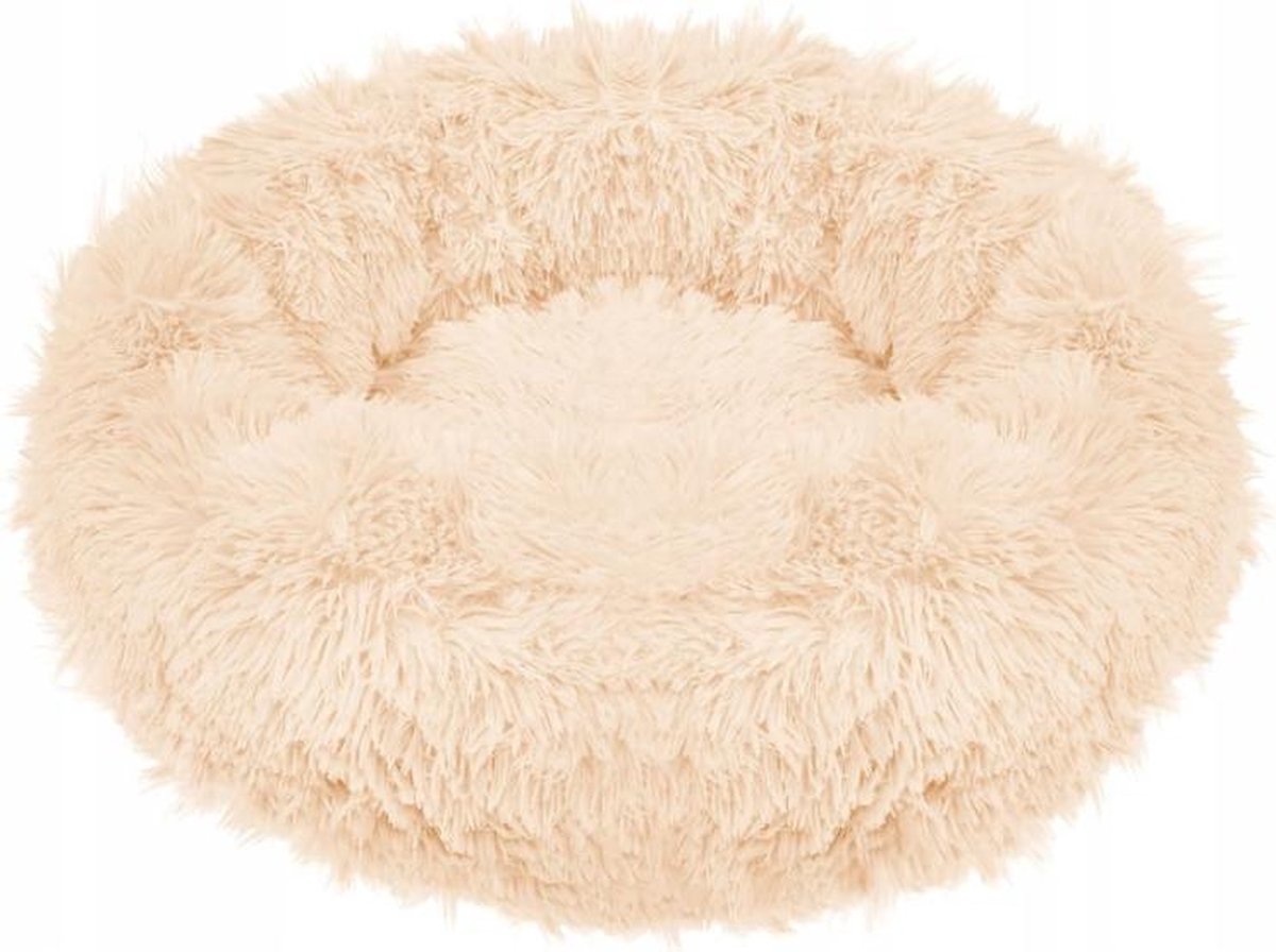 Springos Hondenmand | Superzacht en Luxe | Wasbaar | Donut | Fluffy | Hondenkussen |70 CM | Ecru