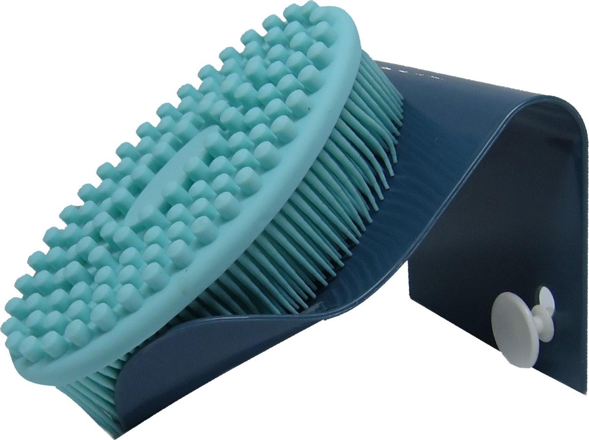 B&P  lichaamsborstel Blue lagoon met houder - Badborstel - douche borstel – blauw – silicone - baby borstel - massage borstel – dry brush – scrub  lichaam – huidborstel