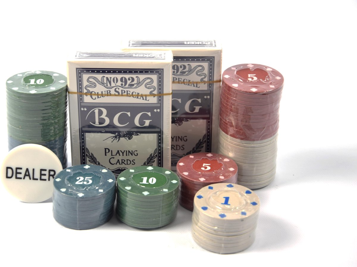 Poker set / Pokerkaarten / kaartspel / 2 set kaarten 100 fiches / pokerspel / pokeren / casino / kaartenspel / speelkaarten