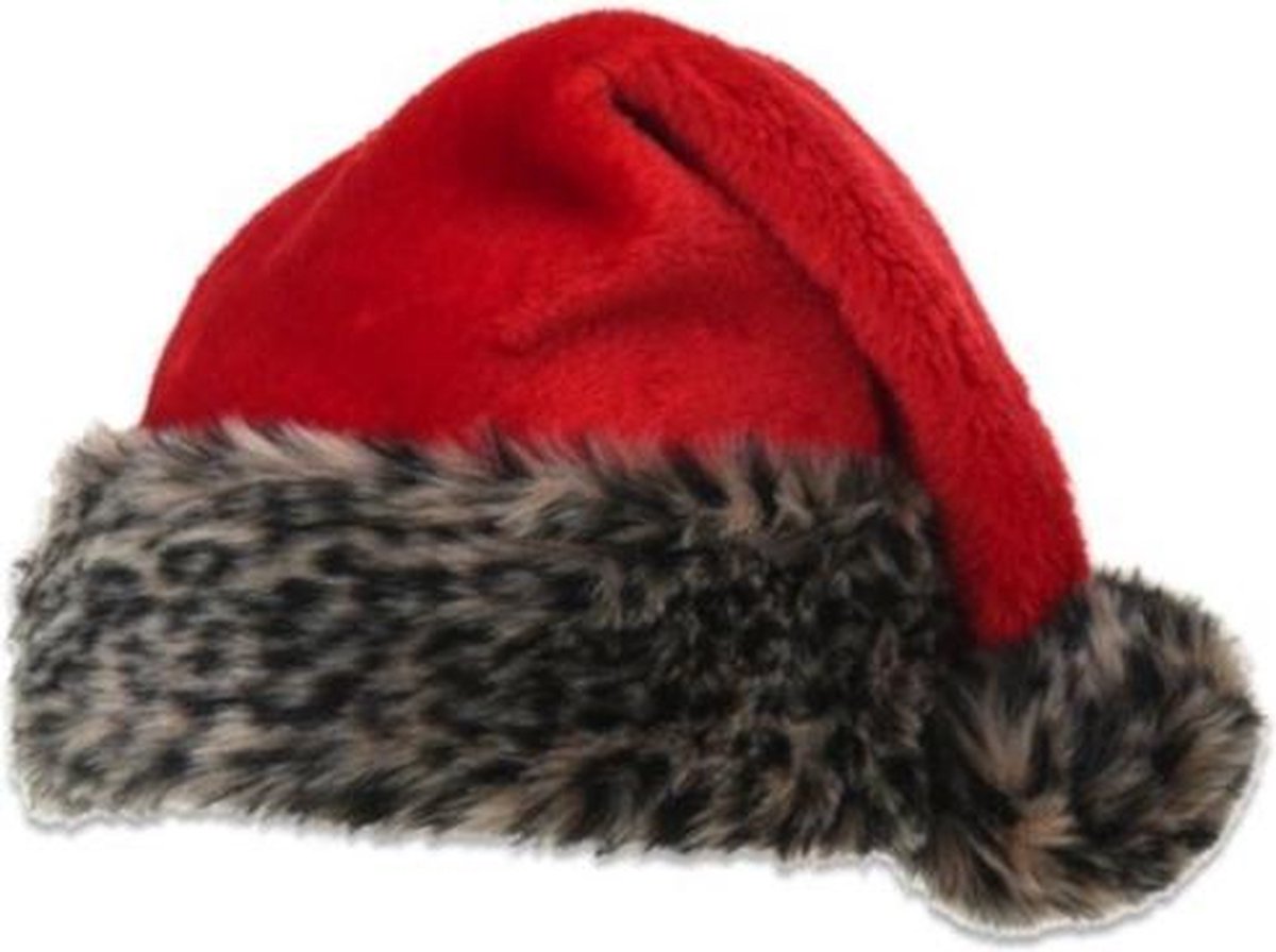 Witbaard Kerstmuts Panter 40 Cm Rood/bruin Pluche One-size
