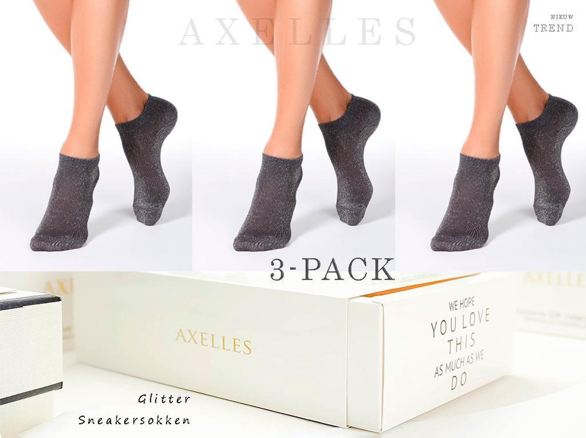 3-paar glitter sneakersokken Dames Geschenkset Maat 36/37