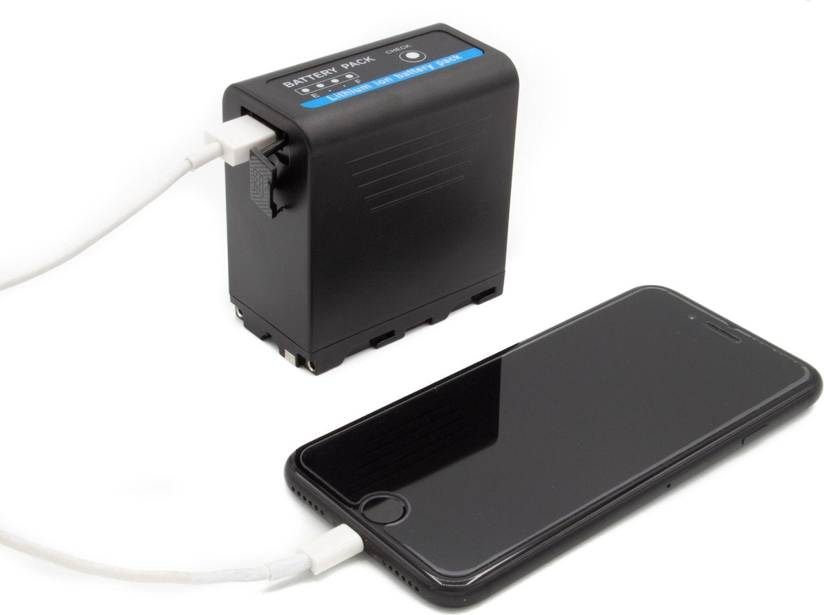 ChiliPower Sony NP-F970 / NP-F980U accu - Extra Power - 10.050mAh - met USB-in Ã©n USB-out