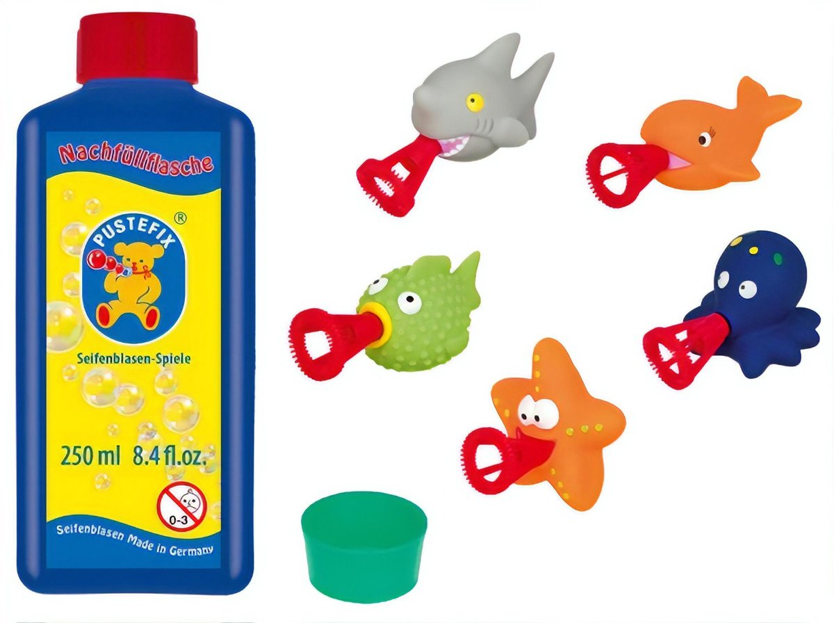 Pustefix Bellenblaasset 250 Ml Blaasringen Zeedieren 7-delig