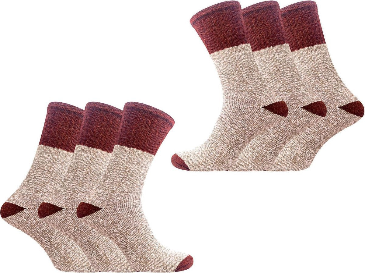 Classinn® "Trango" Dames Thermosokken - eenmaat 36 - 41 - Bordeaux - 6 paar