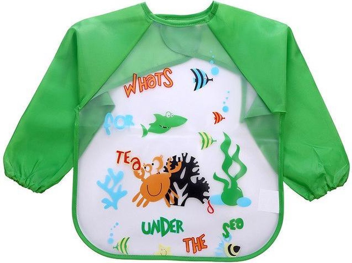 JillyBee - Slabber - Schort - Slabberschort - Waterproof - Mouwen - Zee - Groen