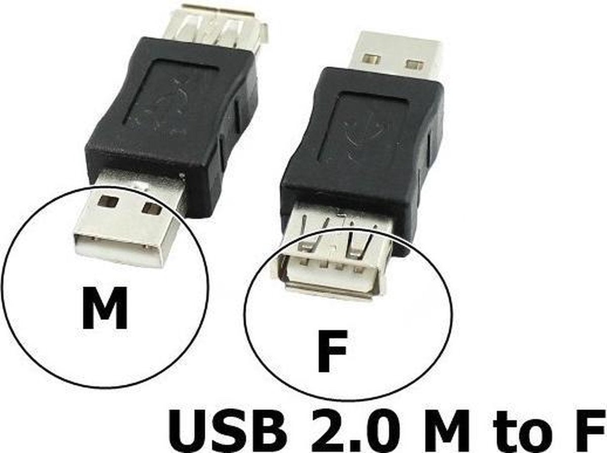 1 stuk - USB 2.0 A Female - Male Adapter