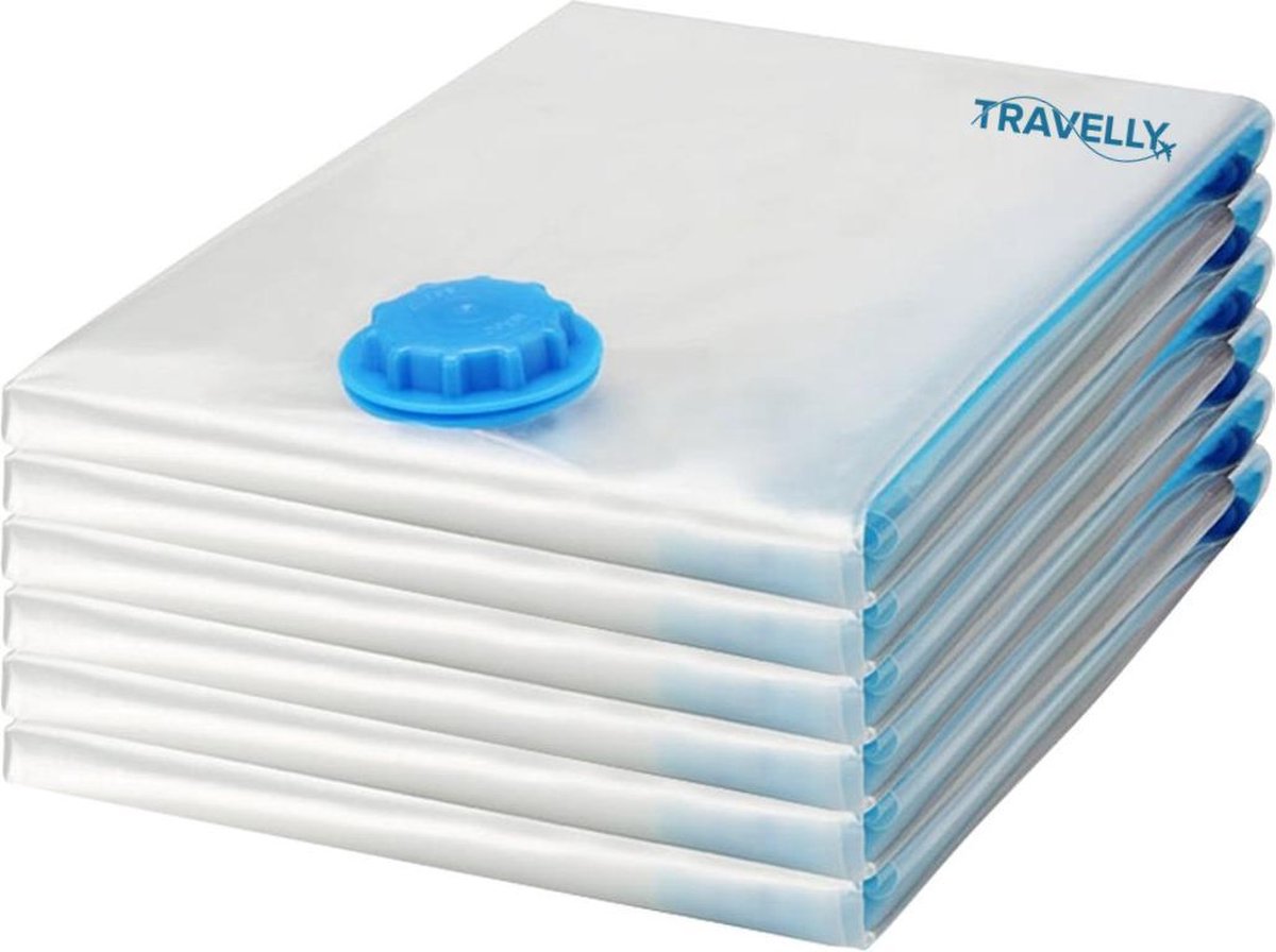 TRAVELLY Vacuüm Opbergzak XL - Herbruikbaar - 80 x 110 cm - Reiszakken - Vacuümzakken - Extra Sterk