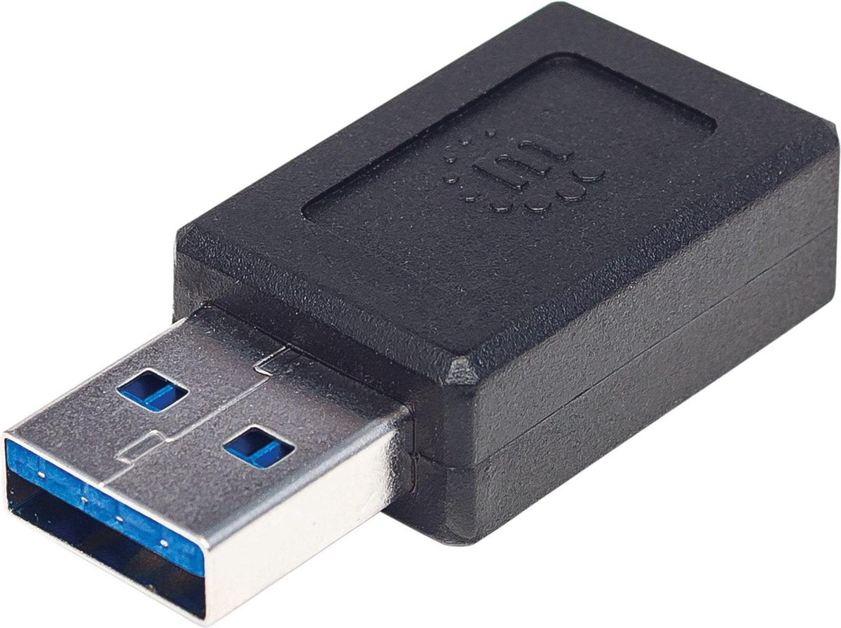 Manhattan 354714 tussenstuk voor kabels USB-A USB-C Zwart