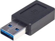 Manhattan 354714 tussenstuk voor kabels USB-A USB-C Zwart